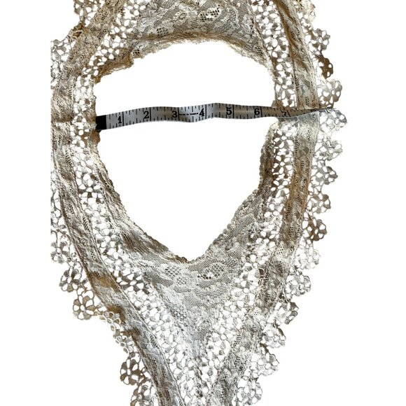 Antique French Net Lace Collar with Crochet Victorian Style Dark Cream - Picture 4 of 16
